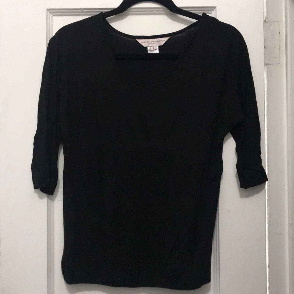 French Connection 3/4 Sleeve V-Neck T-Shirt Size S